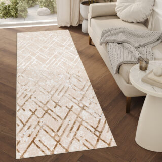 Alfombra de Pasillo Crystal Beige Marrón Rombos