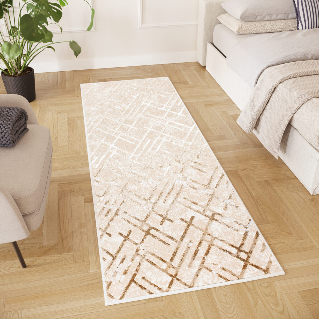 Alfombra de Pasillo Crystal Beige Marrón Rombos