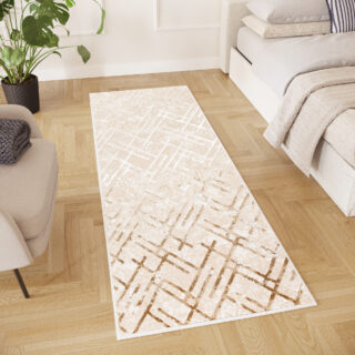 Alfombra de Pasillo Crystal Beige Marrón Rombos