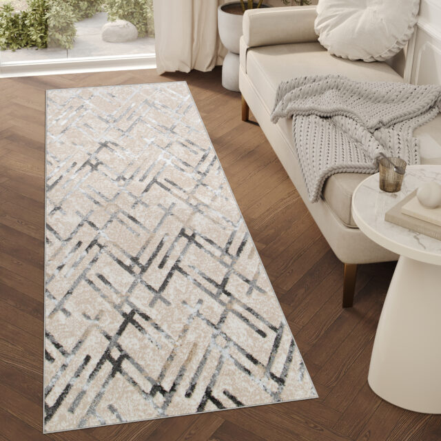 Alfombra de Pasillo Crystal Gris Beige Rombos