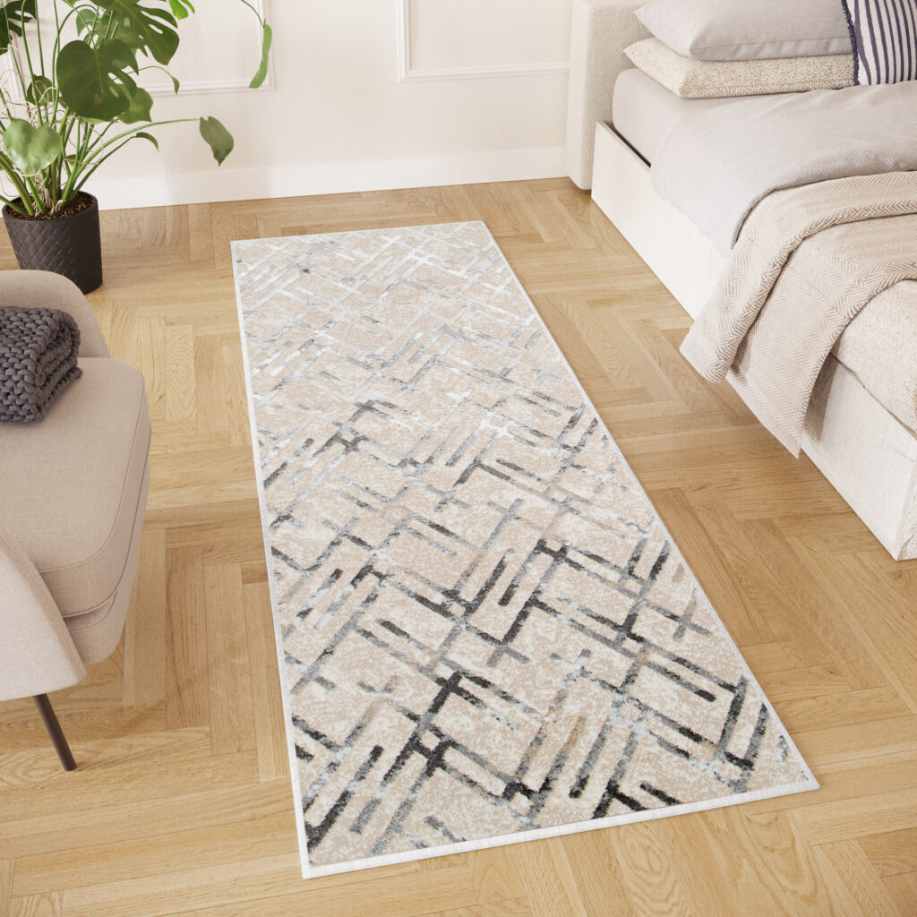 Alfombra de Pasillo Crystal Gris Beige Rombos