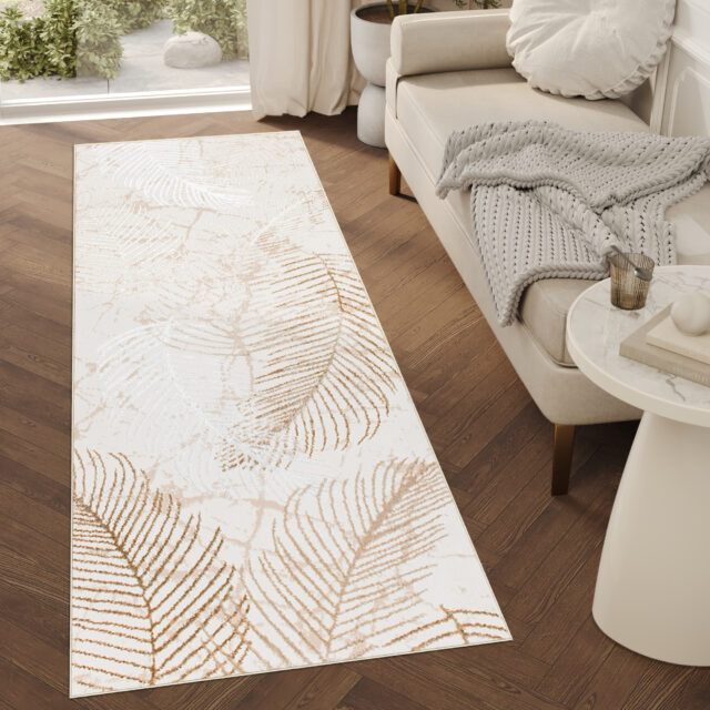 Alfombra de Pasillo Crystal Beige Hojas