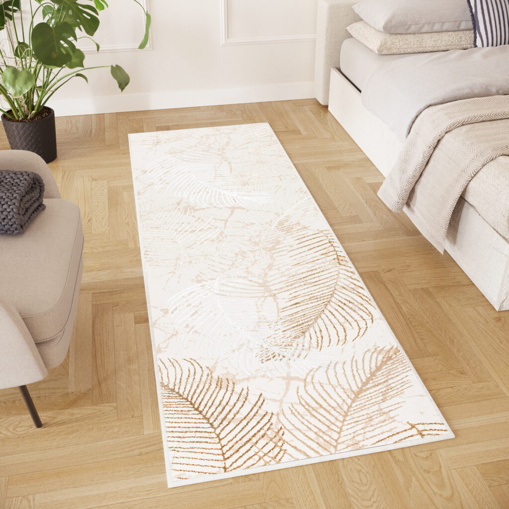Alfombra de Pasillo Crystal Beige Hojas