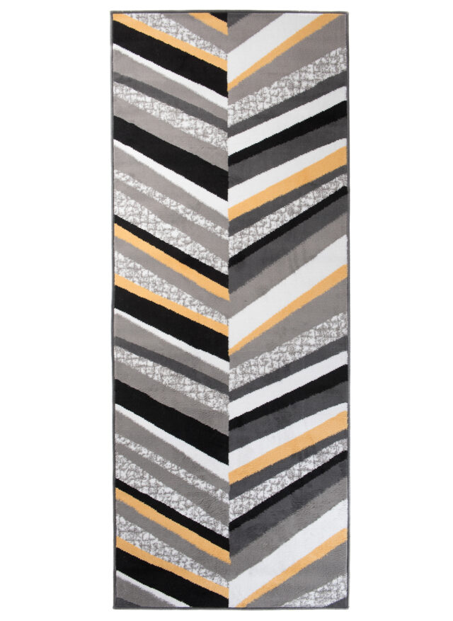Alfombra de Pasillo Maya Gris Amarillo Geométrico Líneas