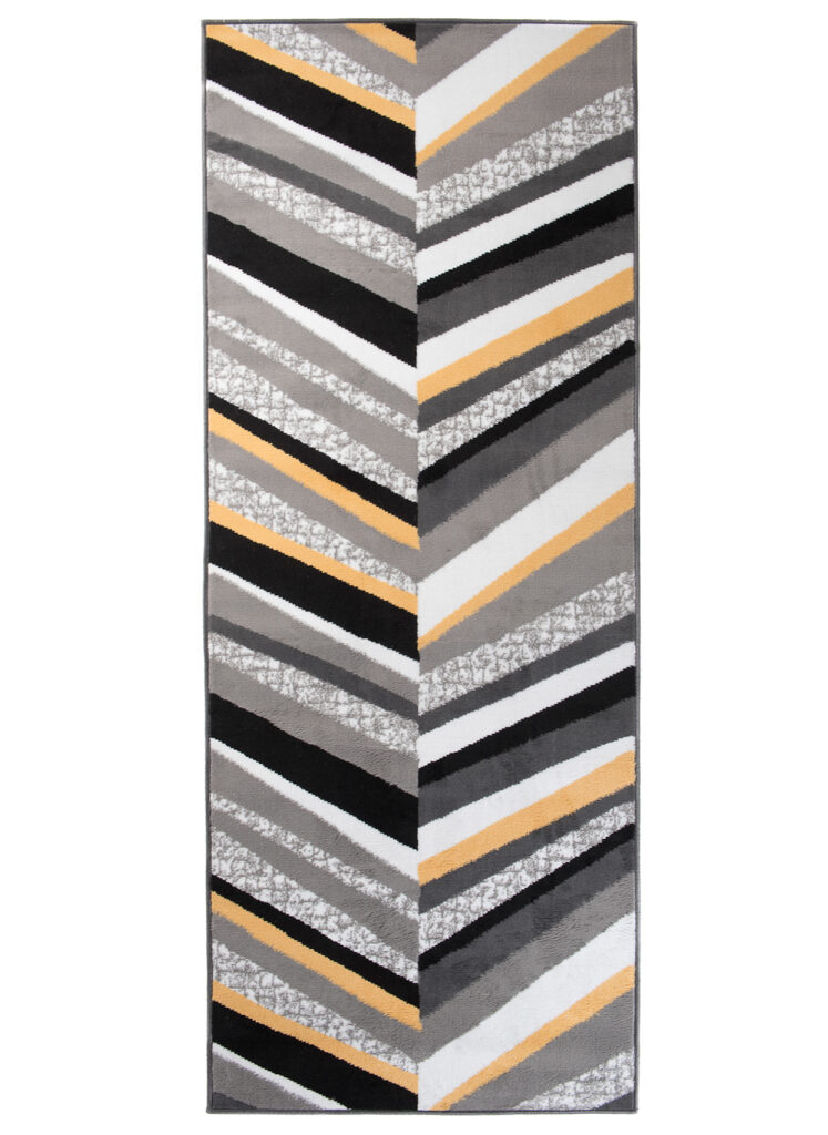 Alfombra de Pasillo Maya Gris Amarillo Geométrico Líneas
