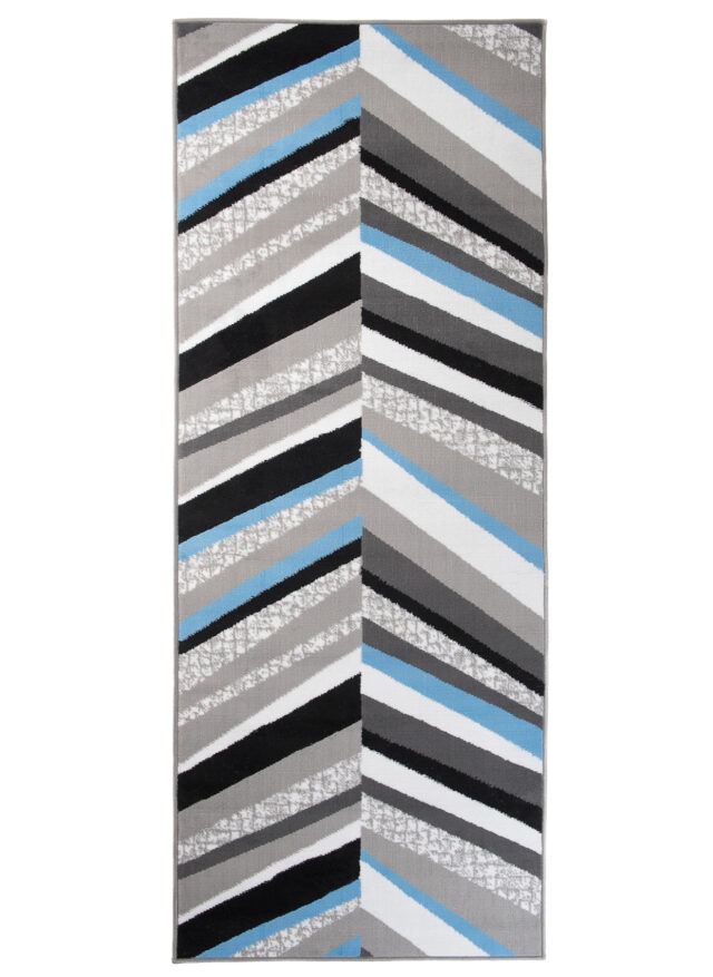Alfombra de Pasillo Maya Gris Azul Geométrico Líneas