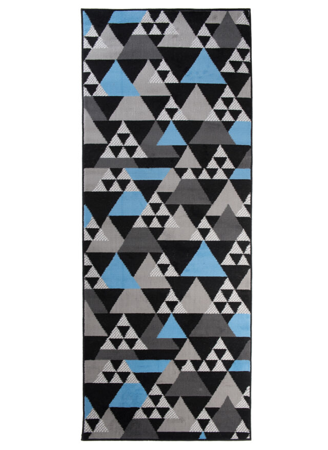 Alfombra de Pasillo Maya Gris Azul Geométrico Triángulos