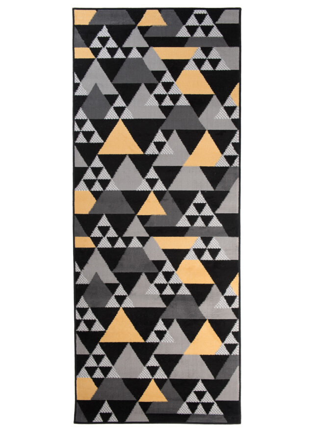 Alfombra de Pasillo Maya Gris Amarillo Geométrico Triángulos
