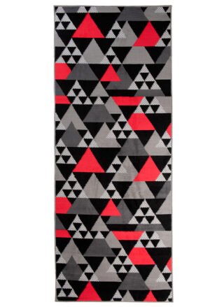 Alfombra de Pasillo Maya Gris Rojo Geométrico Triángulos