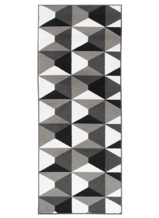 Alfombra de Pasillo Maya Gris Negro Geométrico Cuadrados
