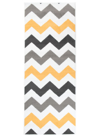Alfombra de Pasillo Maya Gris Amarillo Geométrico Zigzag
