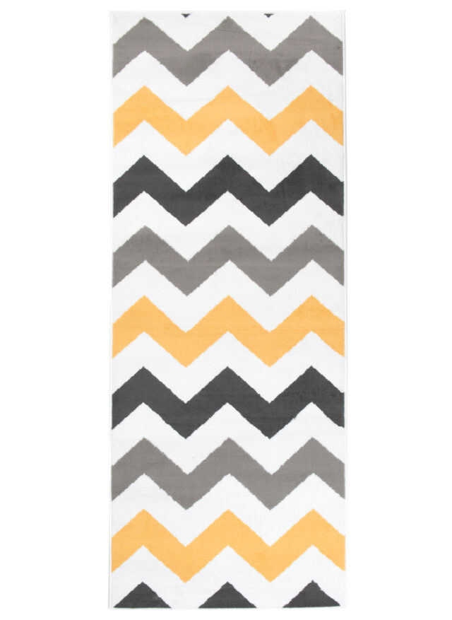 Alfombra de Pasillo Maya Gris Amarillo Geométrico Zigzag