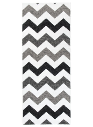 Alfombra de Pasillo Maya Gris Negro Geométrico Zigzag