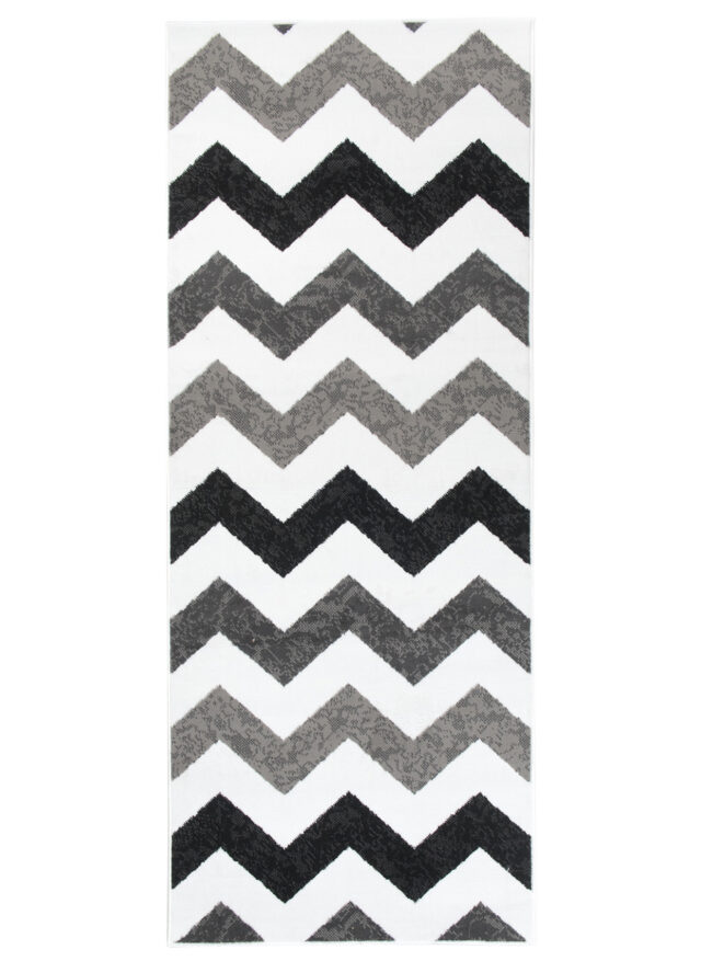 Alfombra de Pasillo Maya Gris Negro Geométrico Zigzag