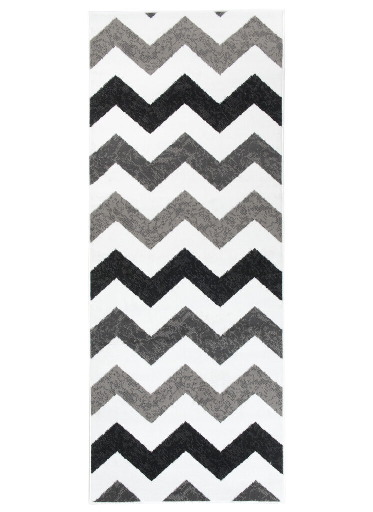 Alfombra de Pasillo Maya Gris Negro Geométrico Zigzag