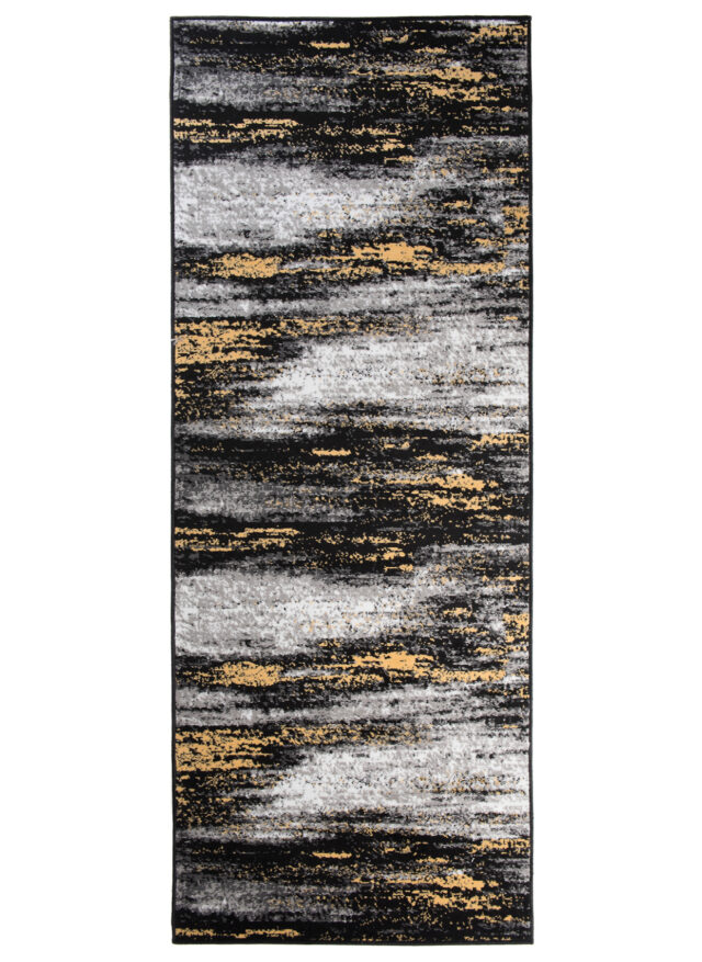 Alfombra de Pasillo Maya Gris Negro Amarillo Abstracto