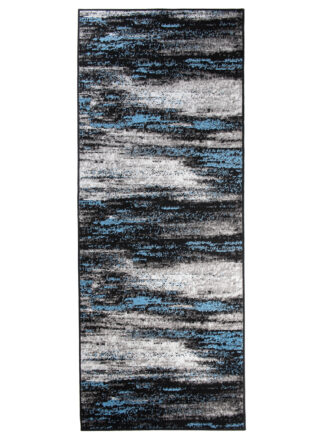 Alfombra de Pasillo Maya Gris Negro Azul Abstracto