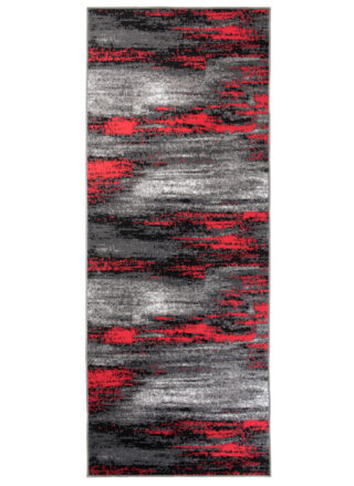 Alfombra de Pasillo Maya Gris Negro Rojo Abstracto