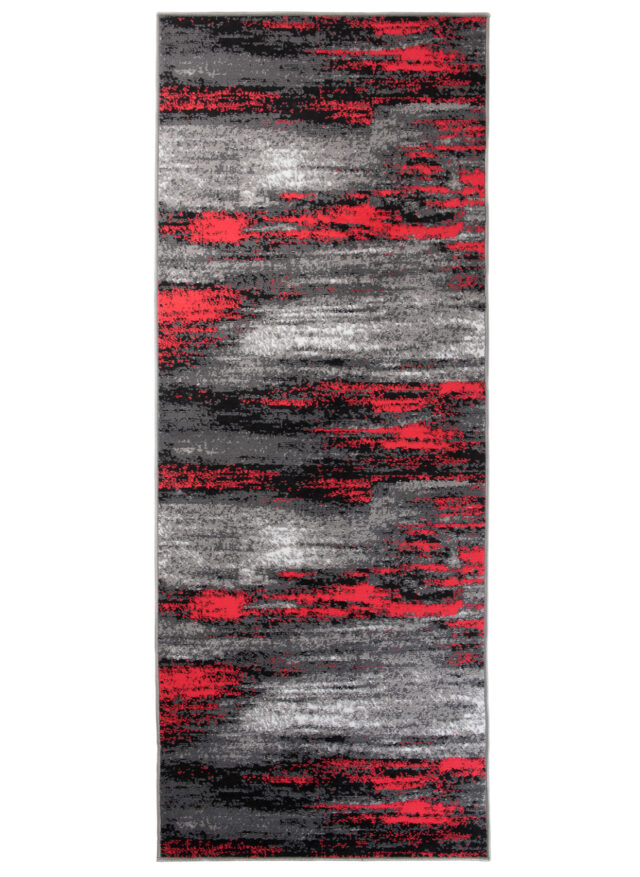 Alfombra de Pasillo Maya Gris Negro Rojo Abstracto