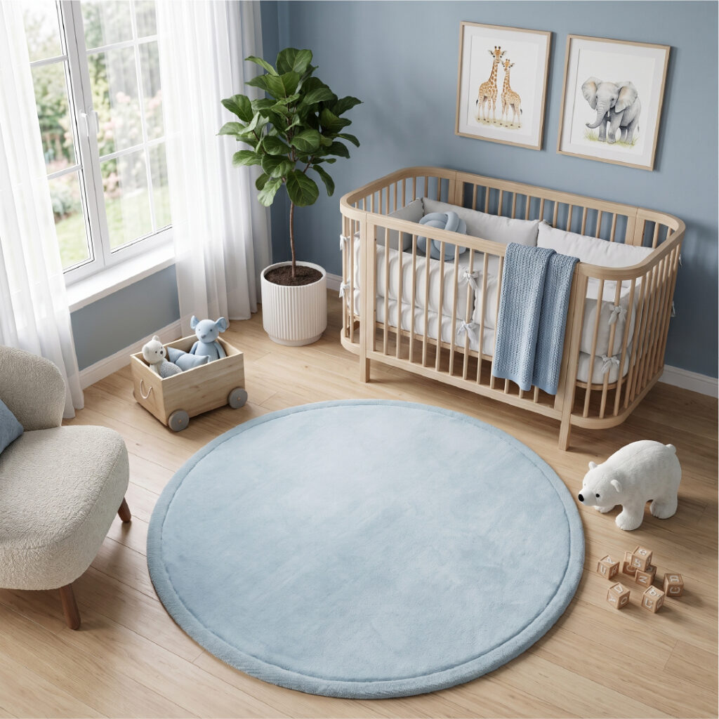 Alfombra Infantil Fluffin Redonda Azul