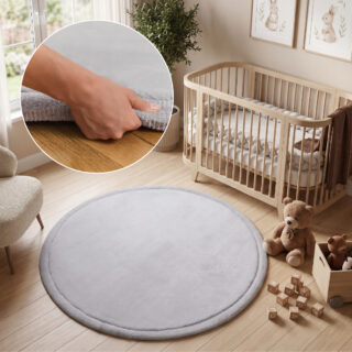 Alfombra Infantil Fluffin Redonda Gris Claro