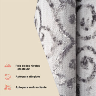 Alfombra Sky Gris Vintage Floral Ornamental