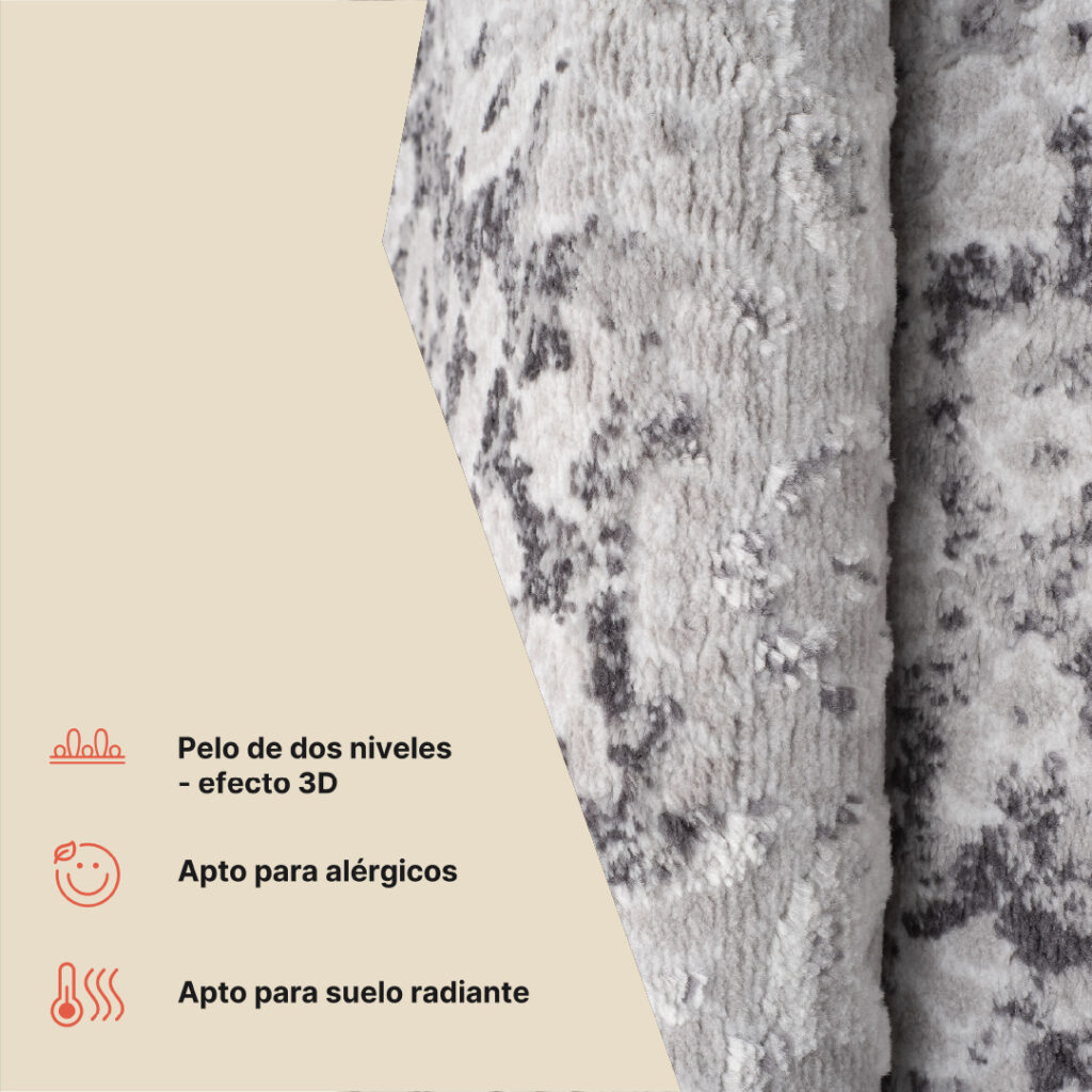 Alfombra Sky Gris Crema Vintage Ornamental