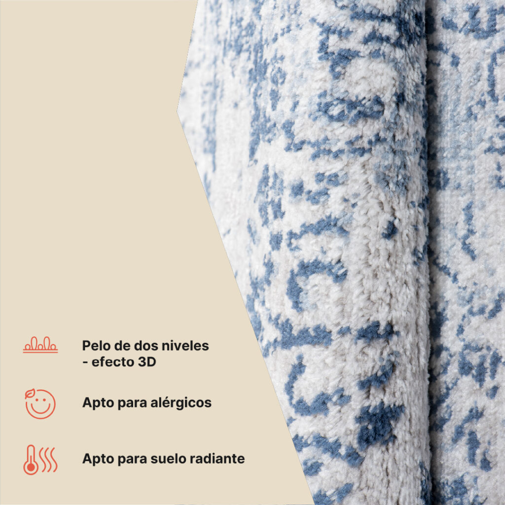 Alfombra Sky Azul Crema Moteado Vintage
