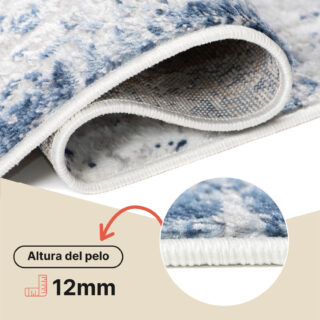 Alfombra Sky Azul Gris Borde Ornamental