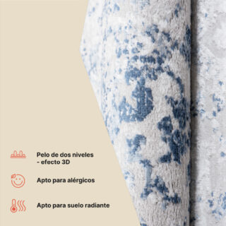 Alfombra Sky Azul Gris Borde Ornamental