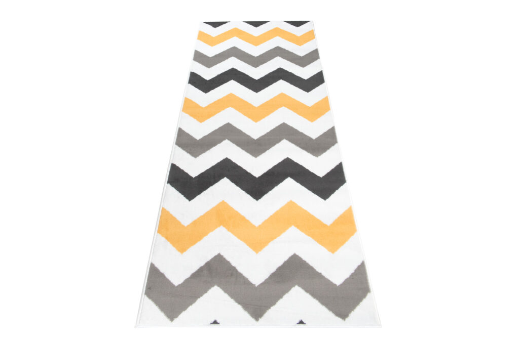 Alfombra de Pasillo Maya Gris Amarillo Geométrico Zigzag
