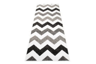 Alfombra de Pasillo Maya Gris Negro Geométrico Zigzag