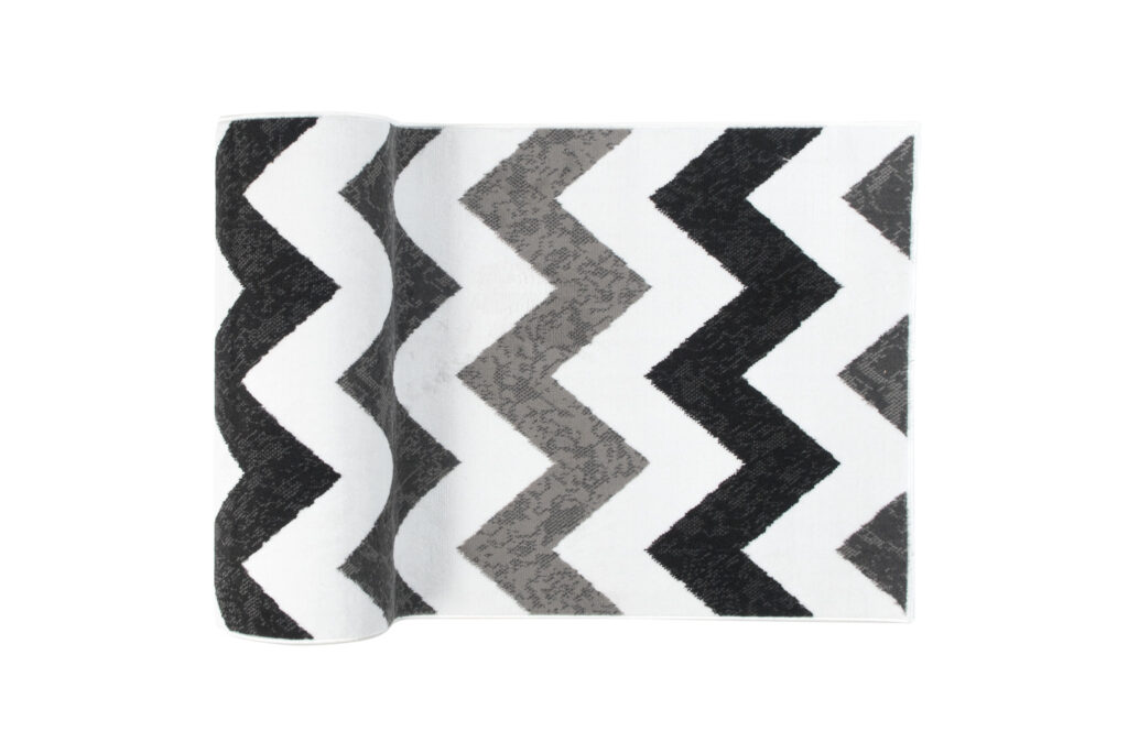 Alfombra de Pasillo Maya Gris Negro Geométrico Zigzag