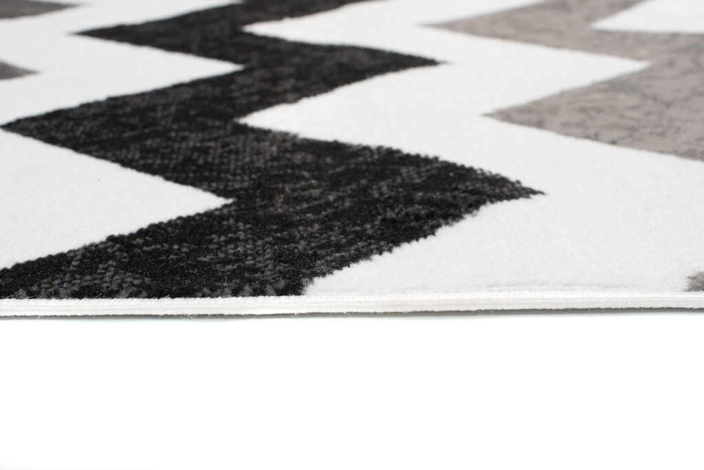 Alfombra de Pasillo Maya Gris Negro Geométrico Zigzag