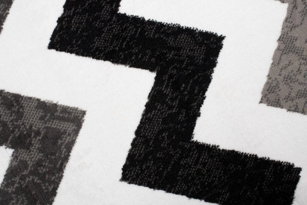 Alfombra de Pasillo Maya Gris Negro Geométrico Zigzag