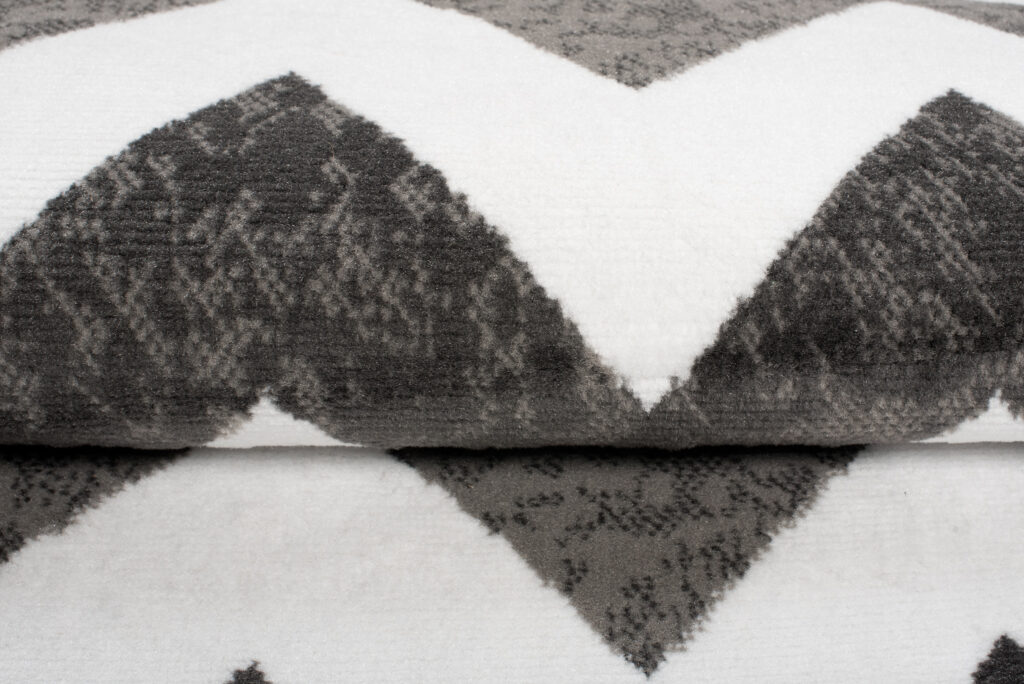 Alfombra de Pasillo Maya Gris Negro Geométrico Zigzag