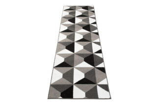 Alfombra de Pasillo Maya Gris Negro Geométrico Cuadrados