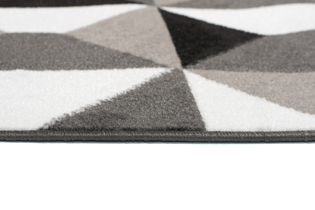 Alfombra de Pasillo Maya Gris Negro Geométrico Cuadrados
