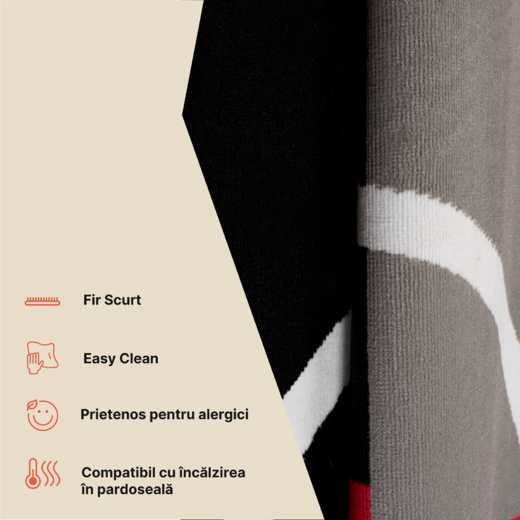 Alfombra Maya Rojo Gris Geométrico